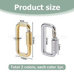 2 Stück 2 Farben 925 Sterling Silber Verschlusskarabiner&nbsp;STER-HS0001-26