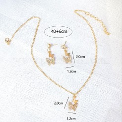 Schmetterlingslegierung Strass Anhänger Halsketten & Ohrstecker Sets für Damen&nbsp;FS-WGF94CB-01