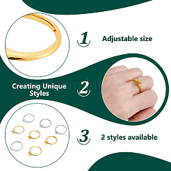 8pcs 2 Farben verstellbare Messingringkomponenten&nbsp;KK-WR0001-85
