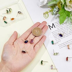 16 Stück 8 Farben Messing Glas Ohrstecker Zubehörse&nbsp;DIY-FH0004-50