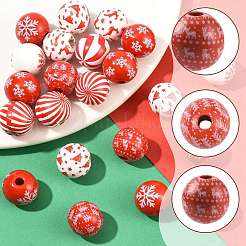 60 stücke 10 arten weihnachten gedruckt schima holz europäischen perlen&nbsp;WOOD-FS0002-48
