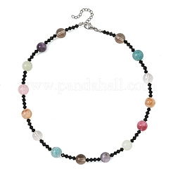 Collane da donna rotonde in pietra naturale mista e perline di vetro bicono nero.&nbsp;NJEW-TA00272