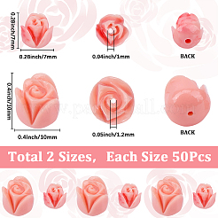 100 stücke 2 arten synthetische korallen blume rose perlen stränge&nbsp;CORA-SP0001-16