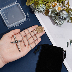 Kits para hacer collares con colgante de cruz de acero inoxidable 304&nbsp;DIY-BBC0002-32P