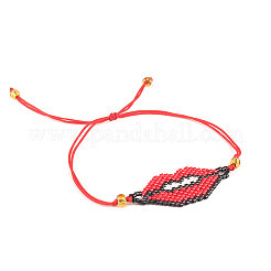 Braccialetto a maglie con labbra di semi miyuki&nbsp;BJEW-A23-01-28