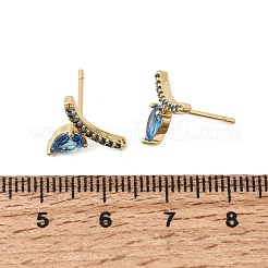 Messing-Mikro pflastern Zirkonia Bolzenohrringe&nbsp;EJEW-G471-14G-02