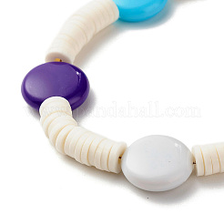 Braccialetto di perline heishi in argilla polimerica con tondo piatto da donna&nbsp;BJEW-JB07550