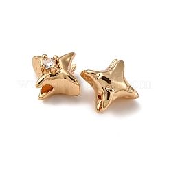 Perle di zirconi cubici trasparenti in micro pavè di ottone&nbsp;KK-Z112-24G