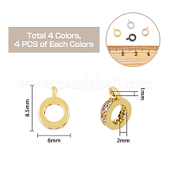 16 Stück 4 Farben Messing Micro Pave Zirkonia Tube Bügel&nbsp;ZIRC-HY0001-09