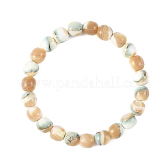 Braccialetti elasticizzati da donna con perline rotonde di conchiglie naturali tinte.&nbsp;BJEW-JB14397
