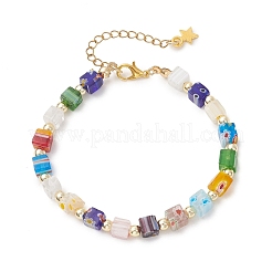 Braccialetti fatti a mano in vetro millefiori e perline di ematite sintetica non magnetica per le donne&nbsp;BJEW-JB13770