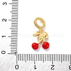 Messing Emaille rote Kirsche europäische Anhänger&nbsp;KK-F894-06G