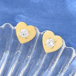Pendientes de tuerca de circonio cúbico con micro pave de latón&nbsp;KK-Z166-02G