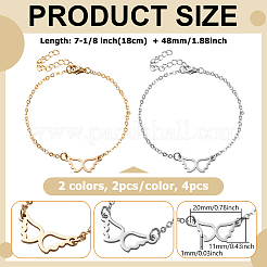 4 Stück 2 Farben 304 Edelstahl Flügelgliederarmbänder&nbsp;BJEW-HY0001-08