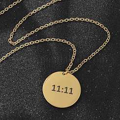 Collane con ciondolo numero 11:11 in acciaio inossidabile 304&nbsp;LS-NJEW-NH0002-01G-05