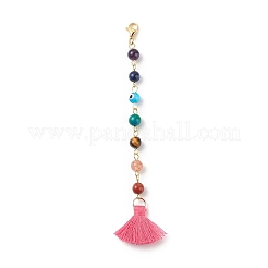 7 chakra pierre gemme ronde & faite à la main lampword mauvais œil perlé décoration pendentif&nbsp;HJEW-JM00795