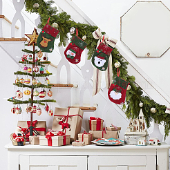 12 pièce 4 styles de décoration de sac cadeau de bas de Noël en tissu&nbsp;FIND-SP0020-60A