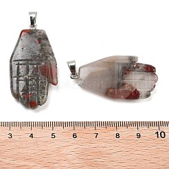 Natürliche afrikanische Blutsteinanhänger mit Schnitzereien&nbsp;G-K369-01P-08