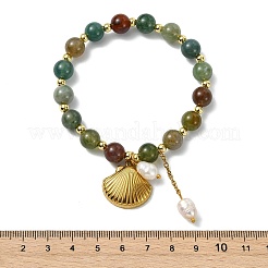 Indien perles naturelles rondes en agate s'étendent bracelets&nbsp;BJEW-JB14145-02