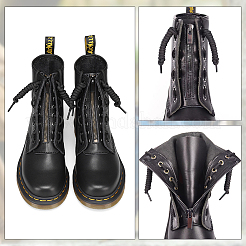 Schnürstiefel aus PU-Leder mit Reißverschlusseinsätzen&nbsp;DIY-WH0043-51AB-02