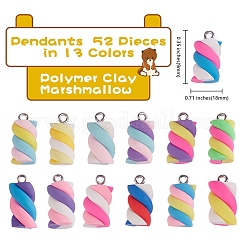 52pcs 13 Farben handgemachte Polymerton-Anhänger&nbsp;CLAY-SZ0001-35