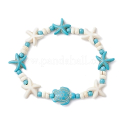 Perline turchese sintetico Elasticizzato bracciali&nbsp;BJEW-JB12018-02