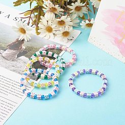 Cube artisanal avec bracelet extensible en perles acryliques à expression mixte pour enfant&nbsp;BJEW-JB06581