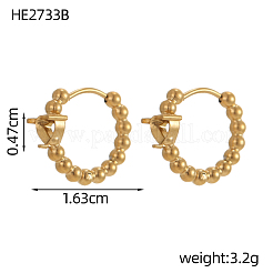 Sertissage de boucles d'oreilles créoles perlées en acier inoxydable 304&nbsp;STAS-OY011-97G