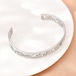 Brazaletes huecos de acero inoxidable 304 con puño abierto para mujer&nbsp;BJEW-F547-01P