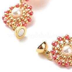 Bracciale a maglie di fiori di perle conchiglia&nbsp;BJEW-JB08084-05