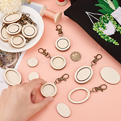 12 pièces 2 style ovale/rond bois pendentif cabochon supports pendentif décorations&nbsp;KEYC-AB00025
