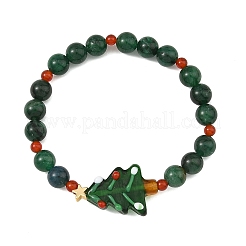 Braccialetti natalizi a forma di albero realizzati a mano con la tecnica del lampworking.&nbsp;BJEW-TA00758
