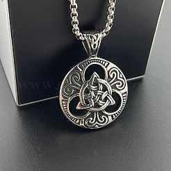 Vintage Punk 304 Edelstahl hohle Wikingerknoten-Anhänger Halsketten für Männer&nbsp;DW3763
