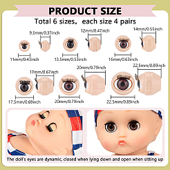 24 paire 6 styles 3D ABS poupée artisanat dessin animé yeux mobiles&nbsp;FIND-PH0028-13A