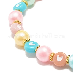 Bracciale elasticizzato con perline in acrilico con cuore da donna&nbsp;BJEW-JB07564