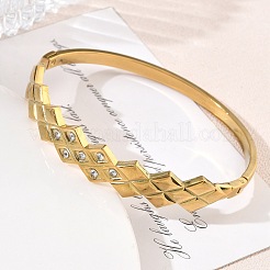 Bracciali rigidi a cerniera in acciaio inossidabile 304 con strass di cristallo&nbsp;SA-CBAB92B-18G