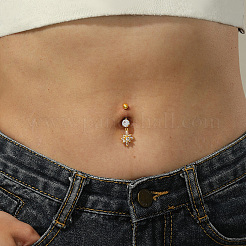 Bauchnabelringe aus Edelstahl mit klaren Zirkonia in Blumenform für Frauen&nbsp;WS6674