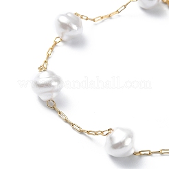 Cavigliere a catena con perline in plastica imitazione perla abs&nbsp;AJEW-AN00540