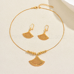 Ohrringe und Halsketten-Sets aus Messing in Fächerform für Damen&nbsp;GV5884