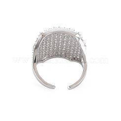 Micro ottone spianare anelli gemelli zirconi&nbsp;RJEW-S045-150P