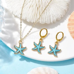 Set di orecchini a monachella e collane con pendente in smalto con stelle marine&nbsp;SJEW-JS01297