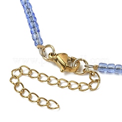 Collana con lapislazzuli naturali e malocchio in muratura e perline di semi&nbsp;NJEW-JN04423