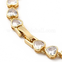 Collana a catena a maglie di cuore con zirconi cubici trasparenti&nbsp;NJEW-E074-06G