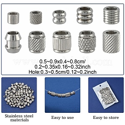 100 Stück Edelstahlperlen in 10 Stilen&nbsp;STAS-YW0002-84