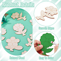 20 stücke 4 arten blume unfinished holz display dekorationen für diy malerei dekoration handwerk&nbsp;DJEW-TA0001-38