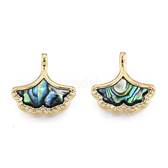 Synthetische Abalone-Muschel-/Paua-Muschel-Anhänger mit echten 18 Karat vergoldeten Messingzubehör&nbsp;KK-N233-428