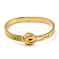 Brazalete de acero inoxidable 304 con forma de corazón y circonita cúbica.&nbsp;SJEW-K001-01G