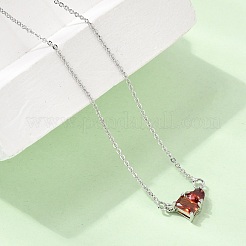 Collane con catena a maglie e ciondolo rettangolare e a cuore in ottone con pavé di zirconi cubici&nbsp;KK-CBAB173-04P-06