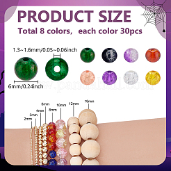 240 pz 8 colori di perline di vetro craquelé verniciate a spruzzo fili&nbsp;CCG-PH0001-21B