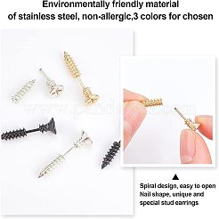 Pendientes unisex de acero inoxidable 304 con revestimiento al vacío de PVD&nbsp;EJEW-UN0001-50